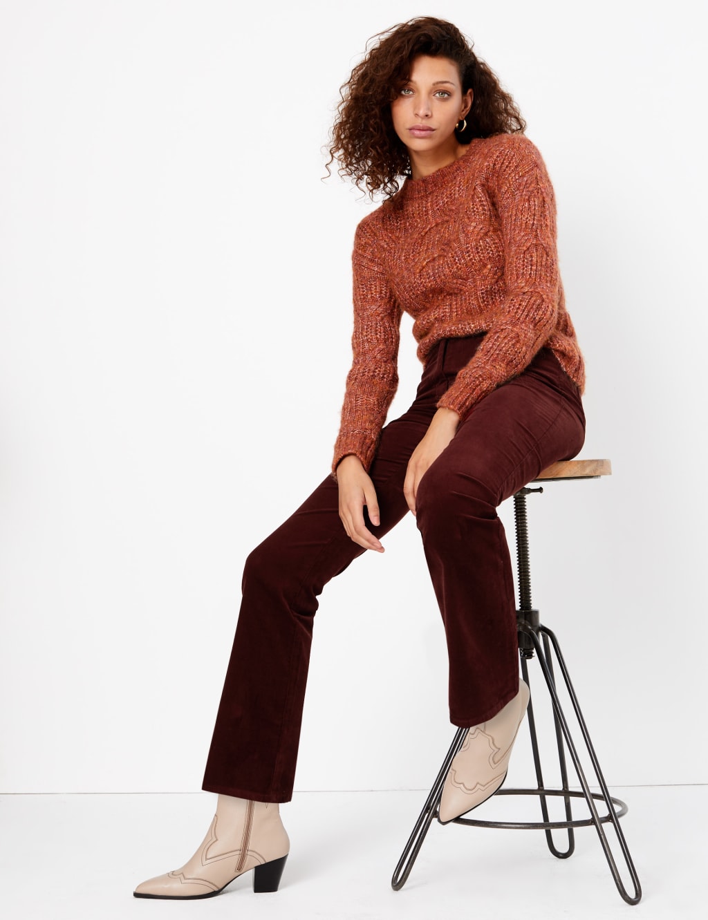 Corduroy Slim Flare Trousers 1 of 5