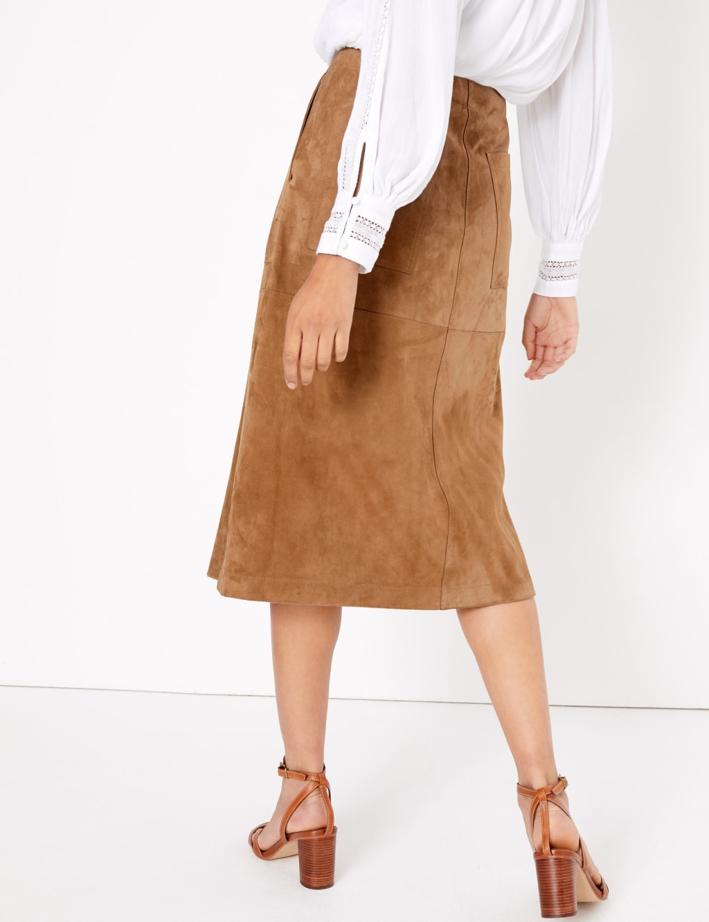 Suede A-Line Midi Skirt 4 of 5