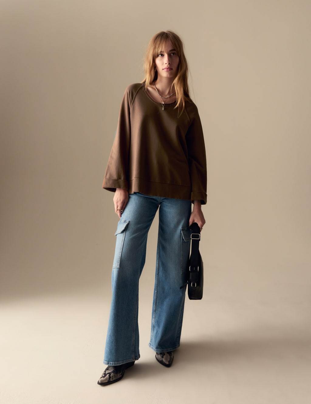 Pure Cotton Relaxed Sweatshirt Per Una M S