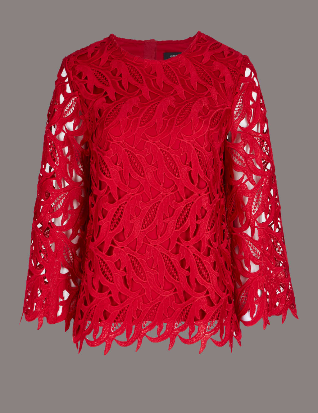 Lace Round Neck 3/4 Sleeve Shell Top 2 of 5