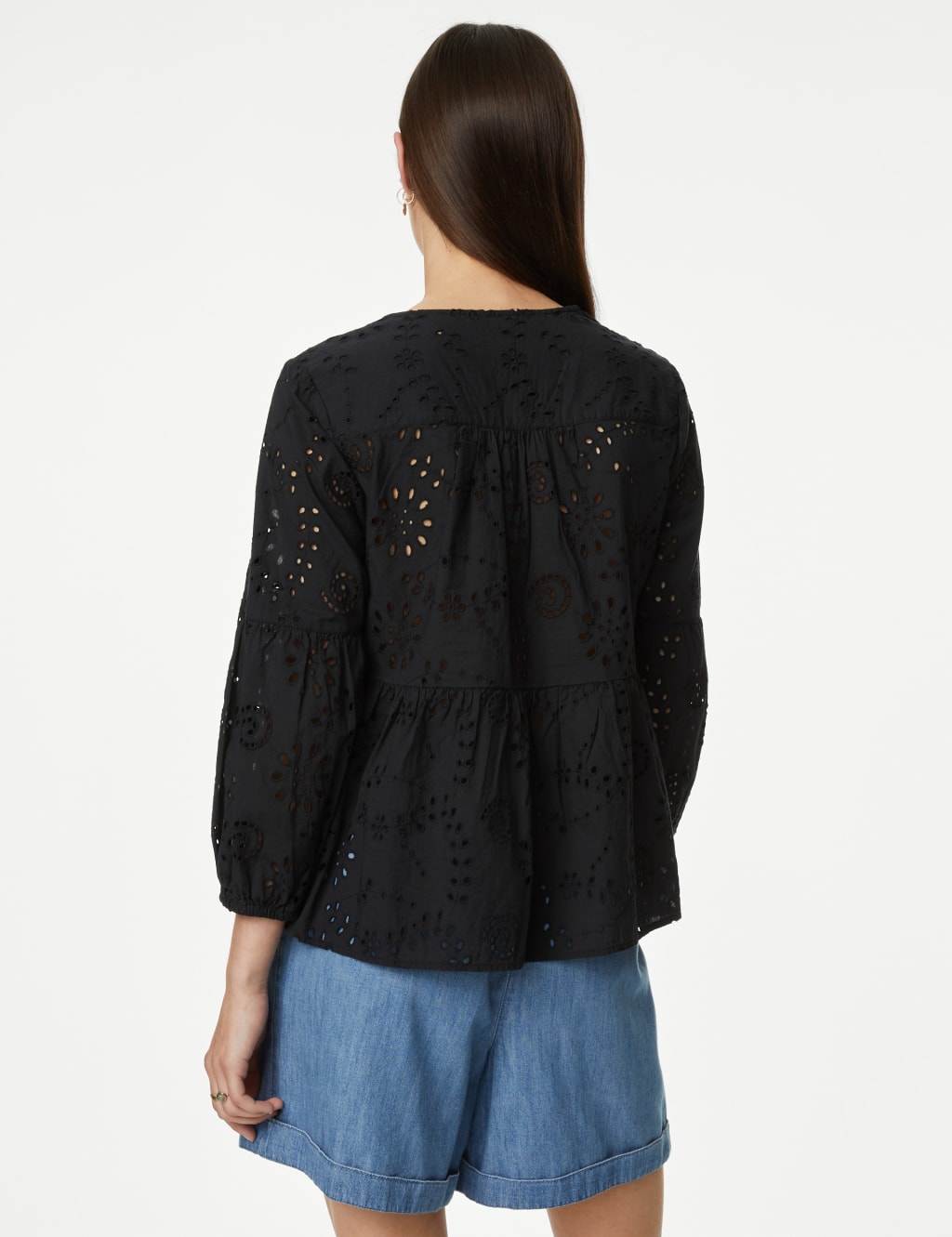 Pure Cotton Broderie V-Neck Blouse 5 of 5