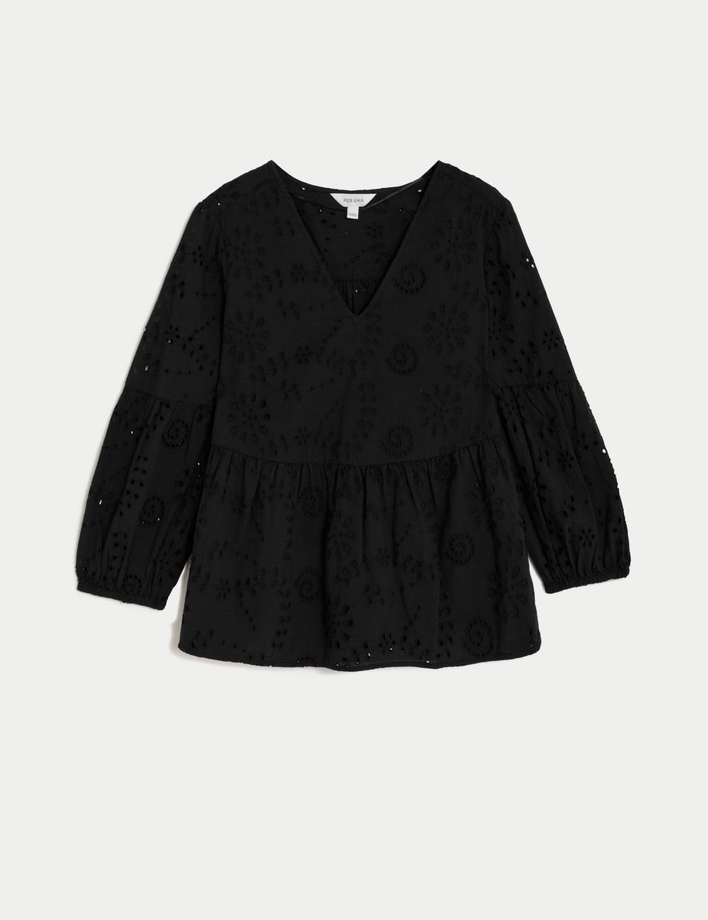 Pure Cotton Broderie V-Neck Blouse 2 of 5