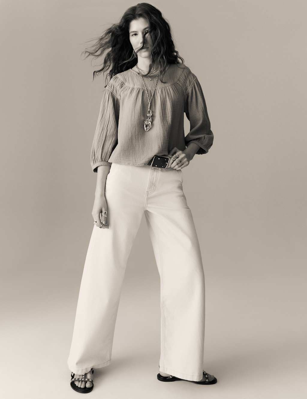 Pure Cotton Blouson Sleeve Popover Blouse 5 of 5