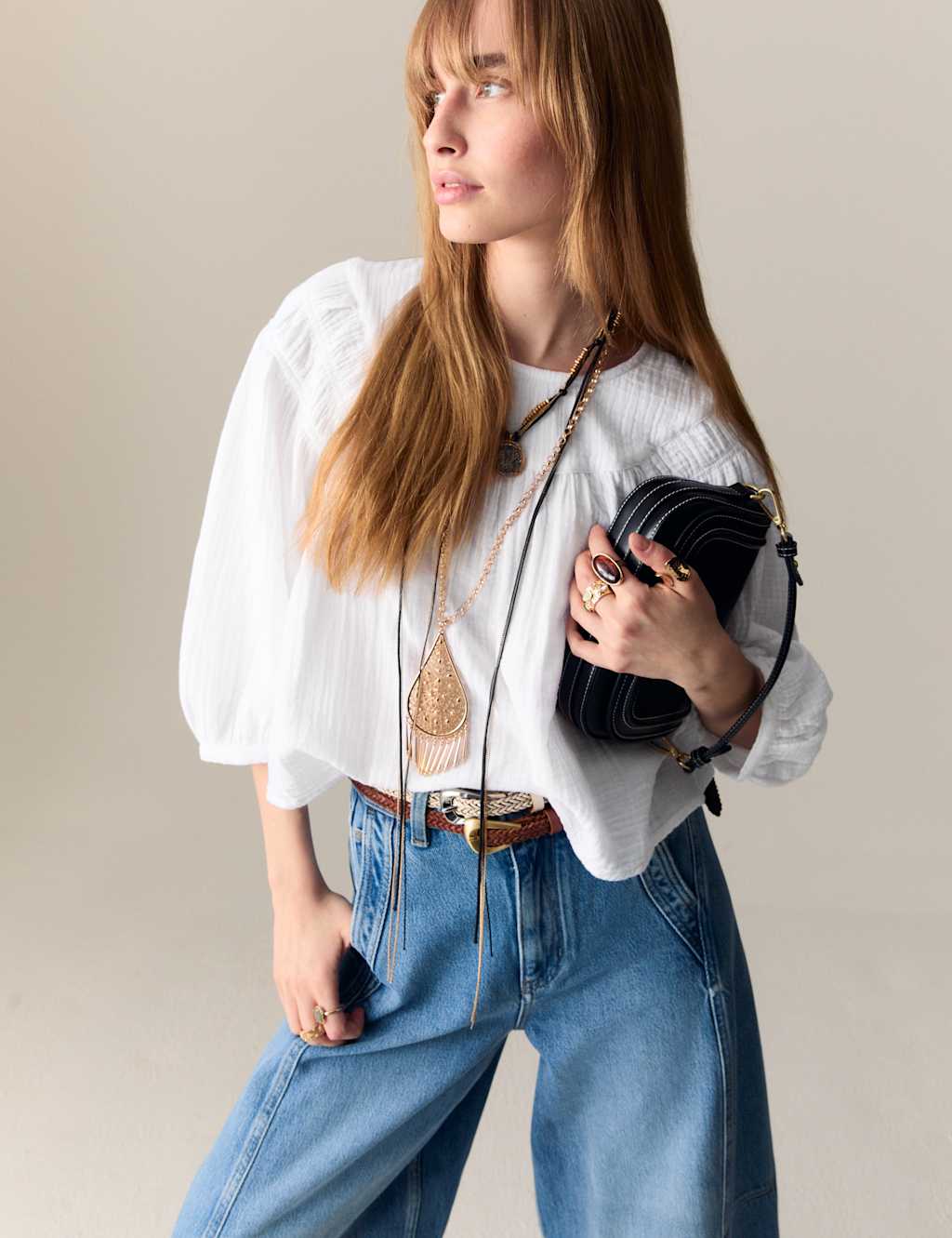 Pure Cotton Blouson Sleeve Popover Blouse 4 of 5