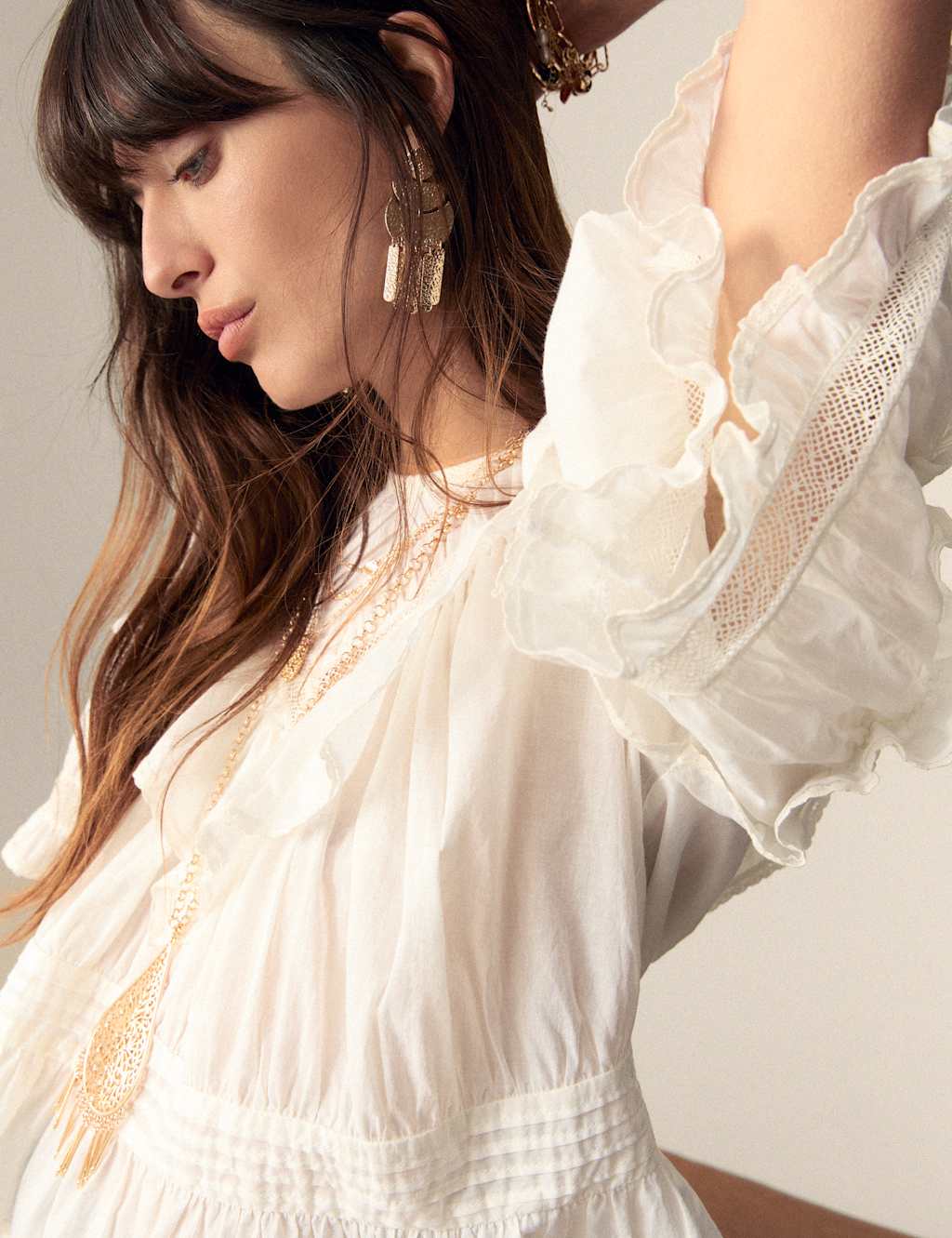 Pure Cotton Round Neck Ruffle Blouse 6 of 6