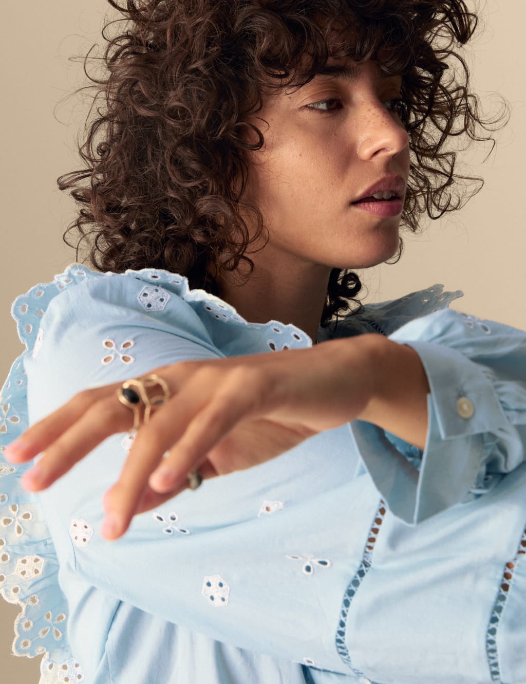 Pure Cotton Embroidered Ruffle Shirt 6 of 6