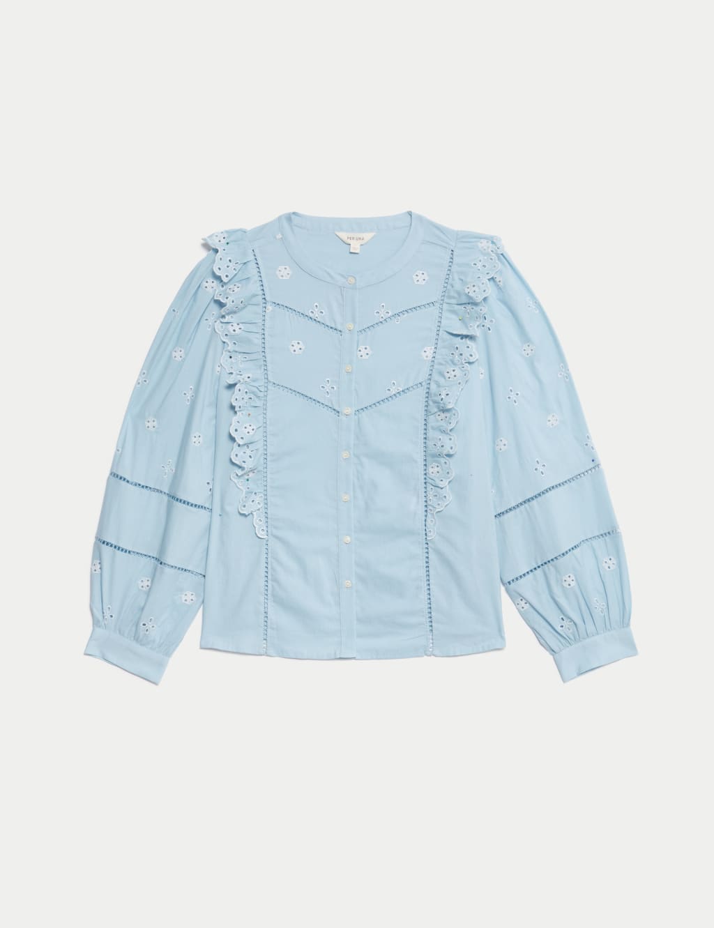 Pure Cotton Embroidered Ruffle Shirt 2 of 6