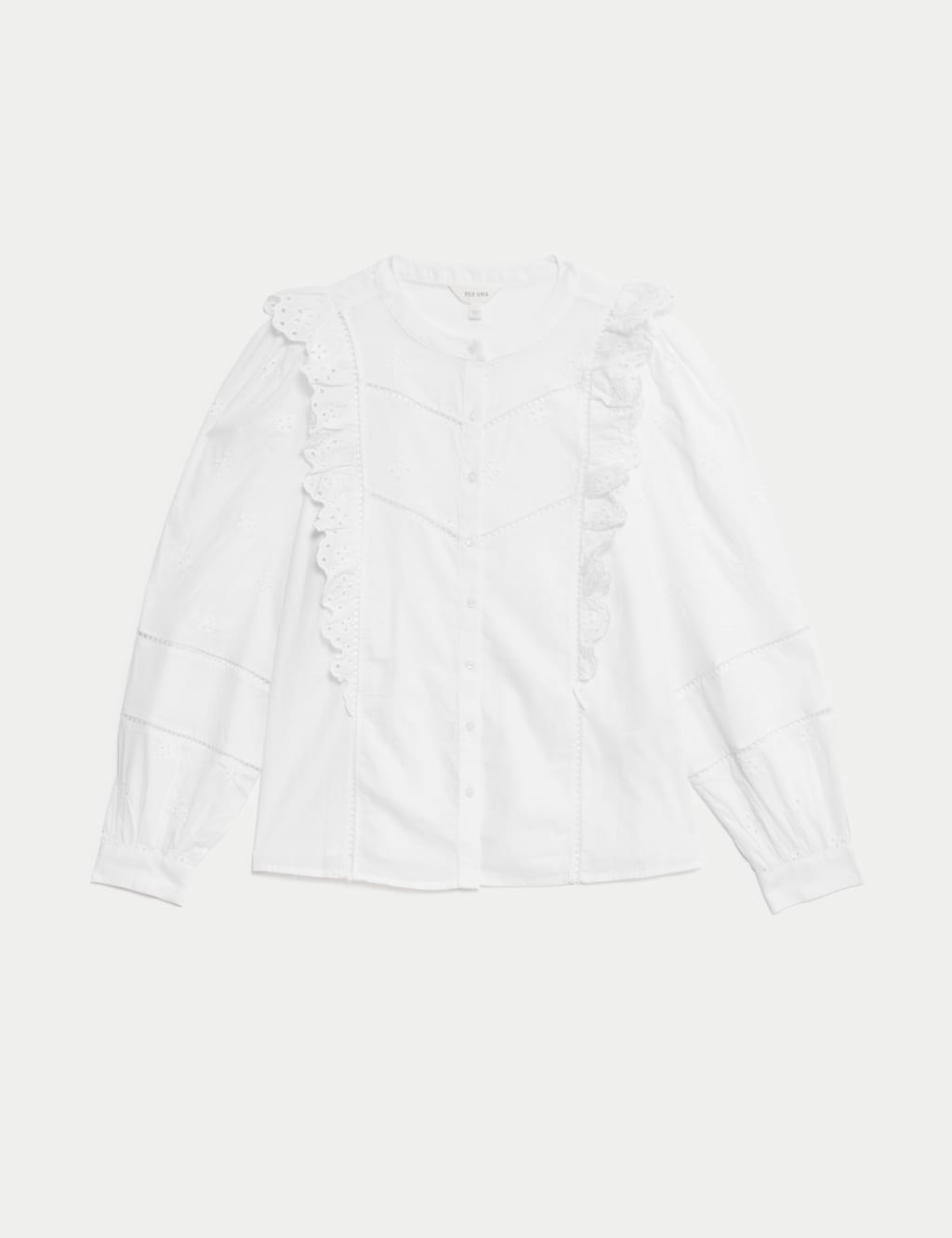 Pure Cotton Embroidered Ruffle Shirt 2 of 6