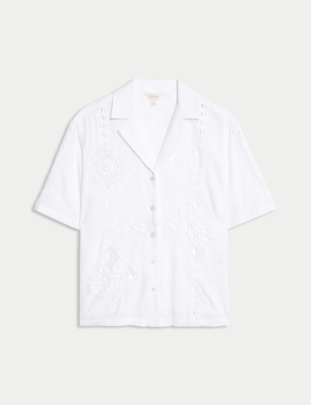 Emroidered Collared Relaxed Shirt with Linen 2 of 6
