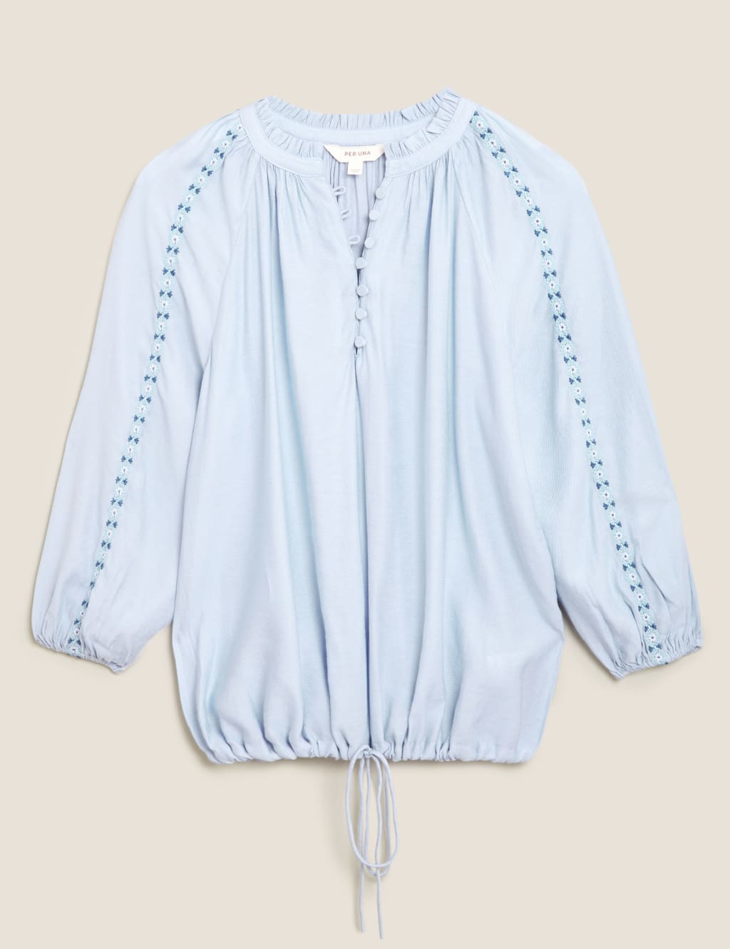 Embroidered Relaxed Blouson Sleeve Blouse 2 of 6