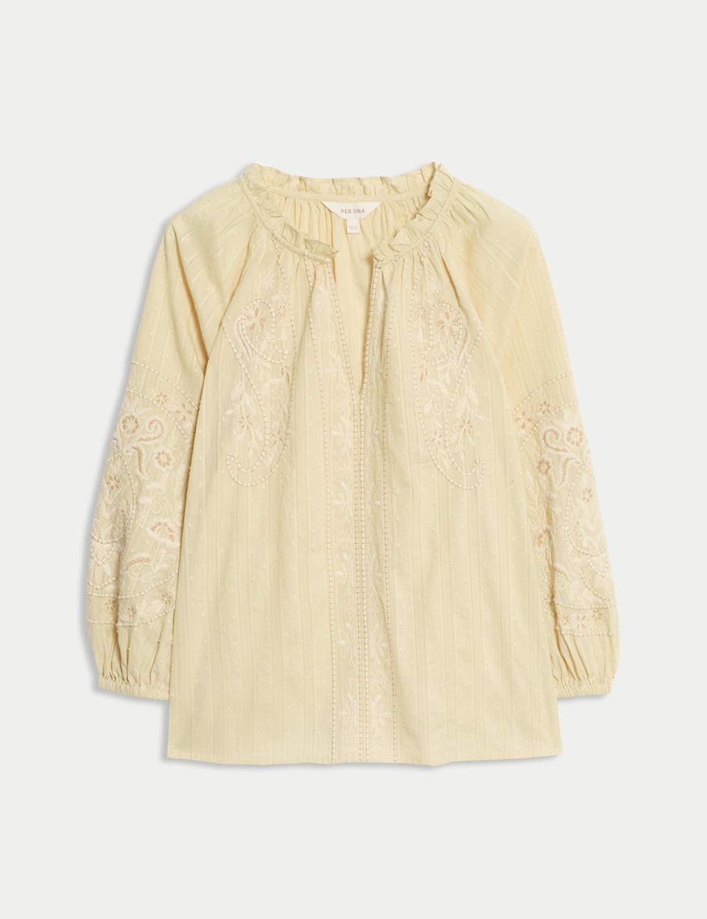 Pure Cotton Embroidered Popover Blouse 2 of 6
