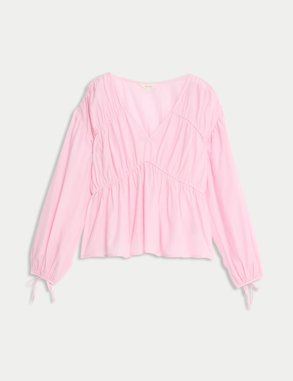 Cotton Rich V-Neck Seam Detail Blouse 2 of 4