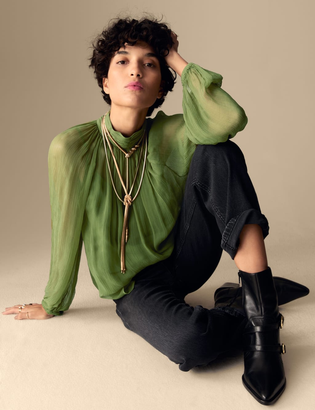 Sheer high neck top outlet