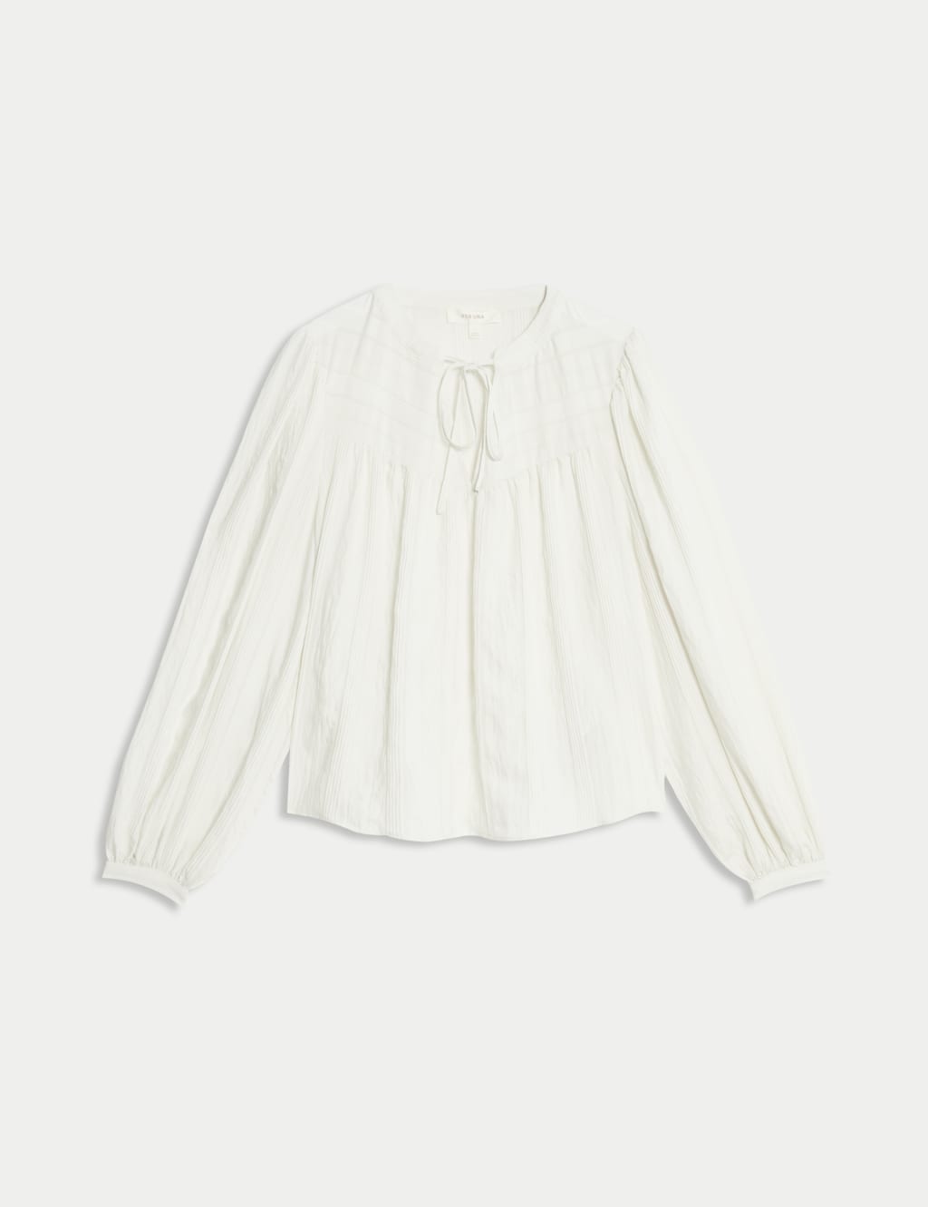 Textured Tie Neck Blouson Sleeve Blouse 2 of 5