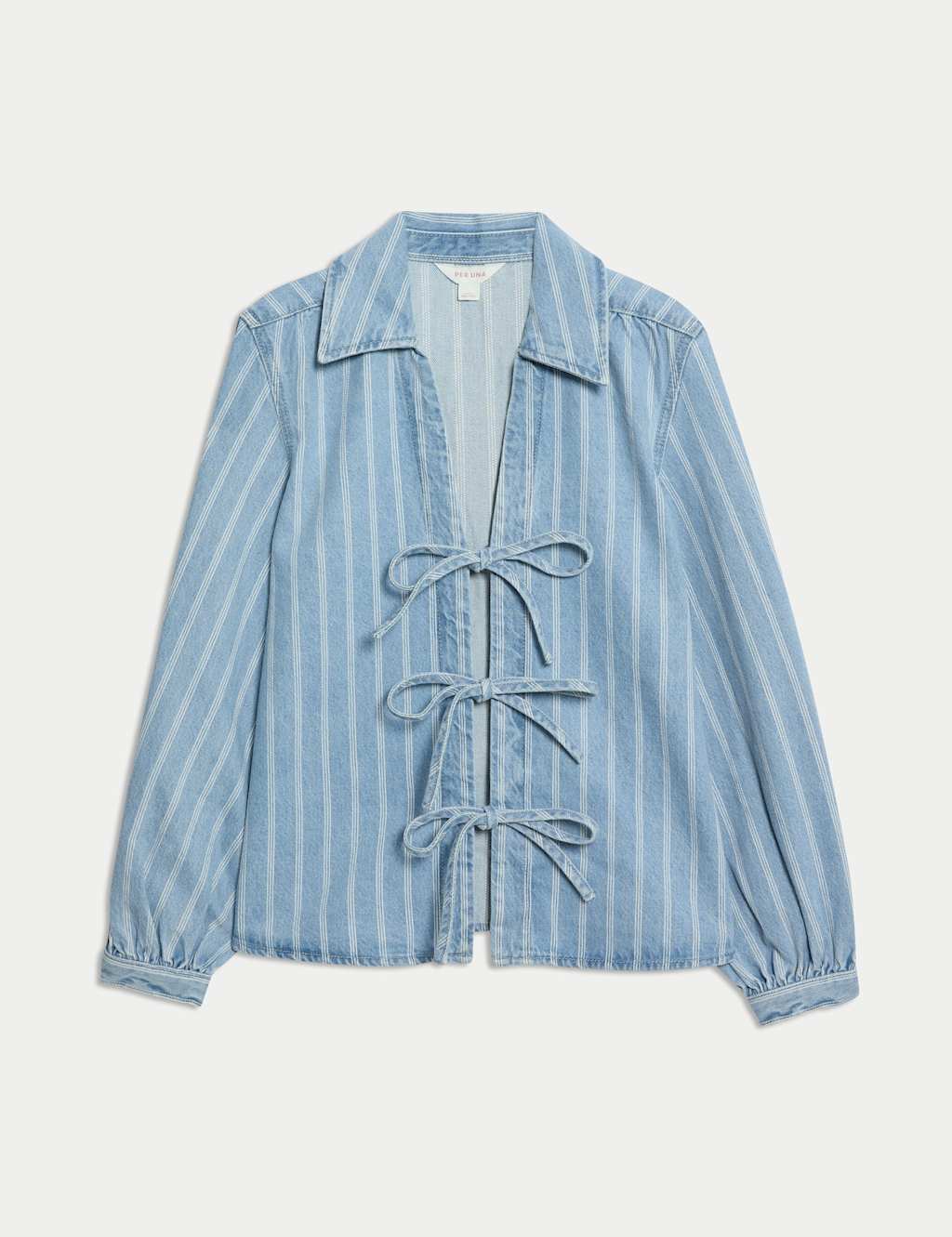 Pure Cotton Striped Tie Front Shacket 2 of 5