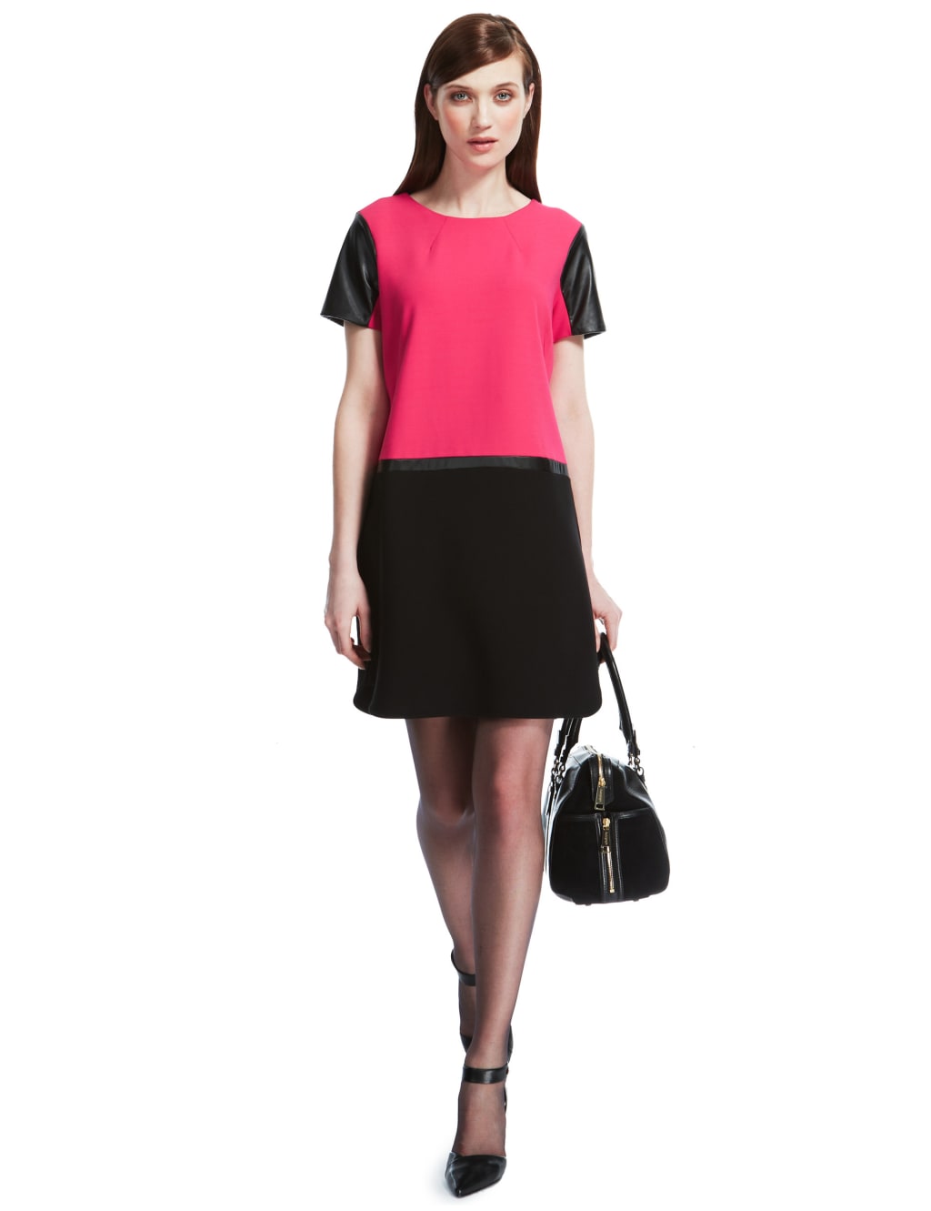 Faux Leather Trim Ponte Tunic Dress 5 of 6