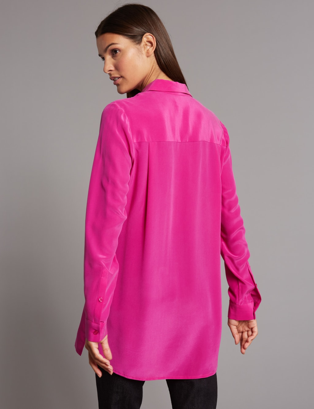 Pure Silk Longline Long Sleeve Shirt 3 of 4