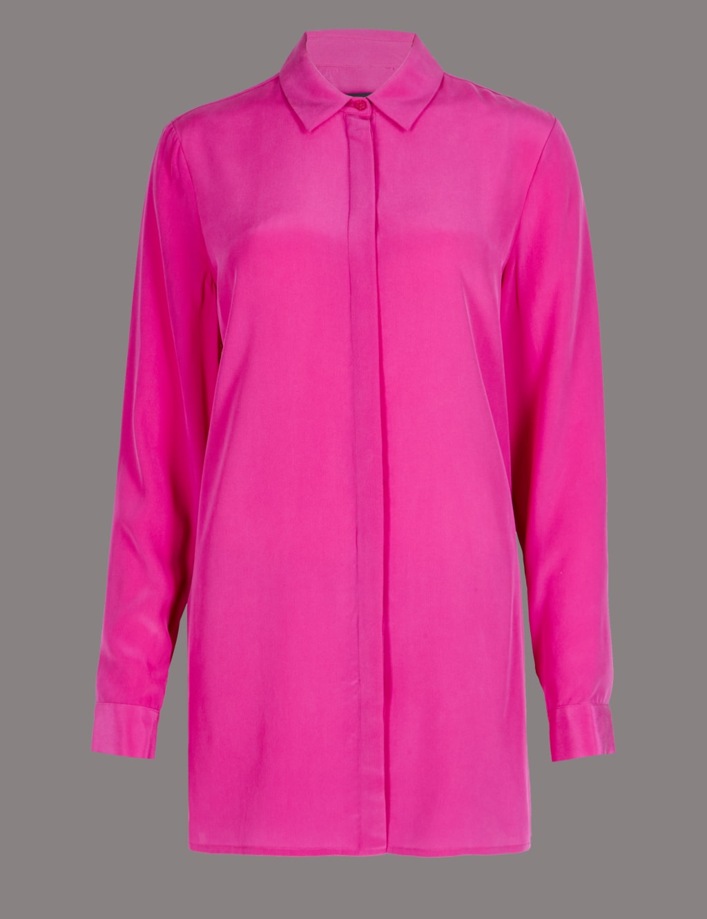 Pure Silk Longline Long Sleeve Shirt 2 of 4
