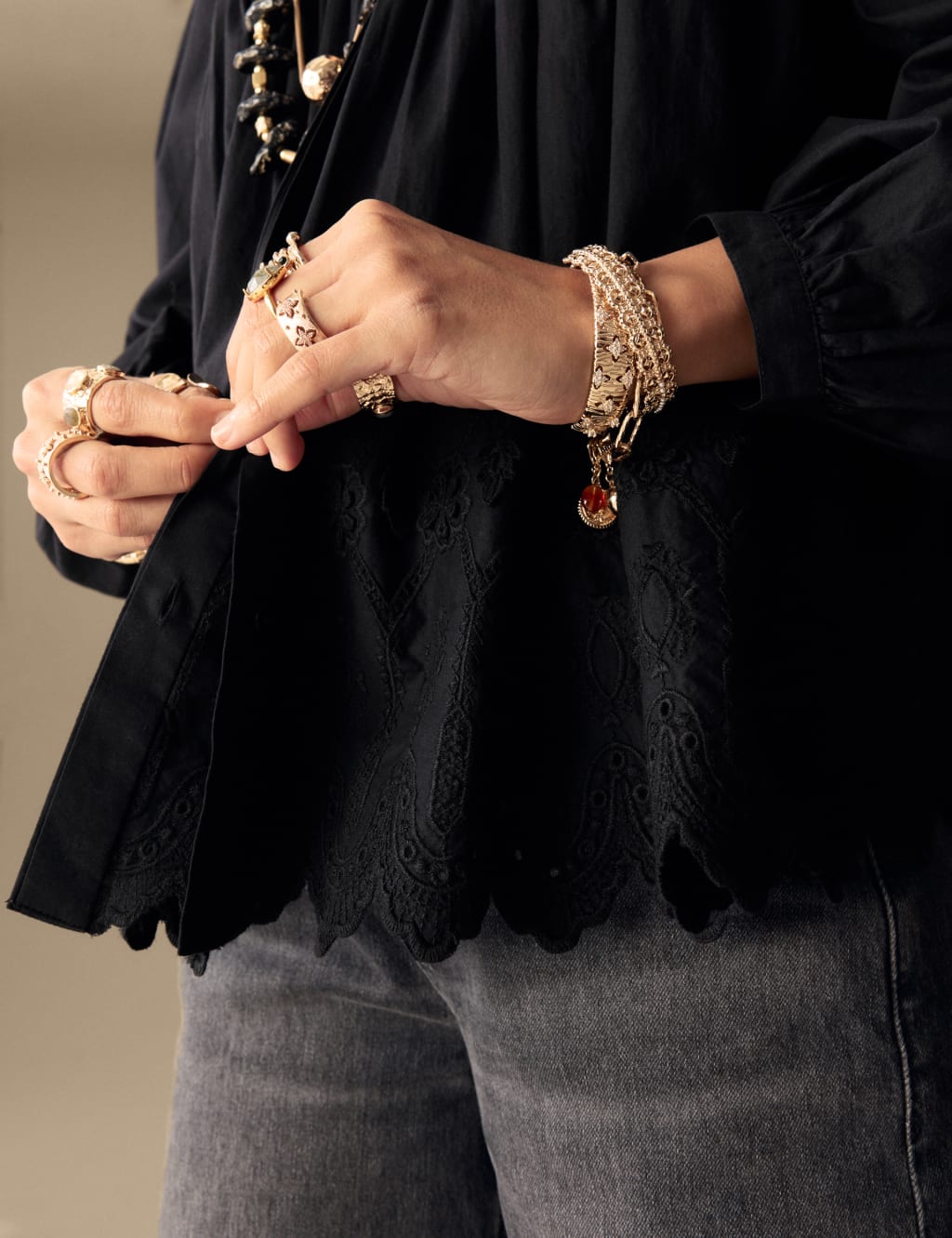 Pure Cotton Lace Detail Pintuck Blouse 4 of 5
