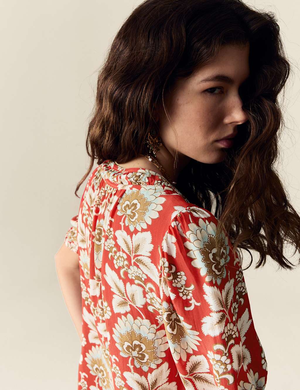 Printed Gathered Blouse 4 of 4