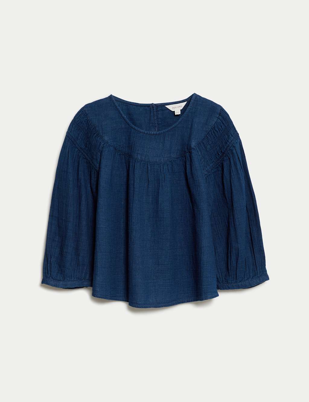 Pure Cotton Round Neck Gathered Popover Blouse 2 of 5