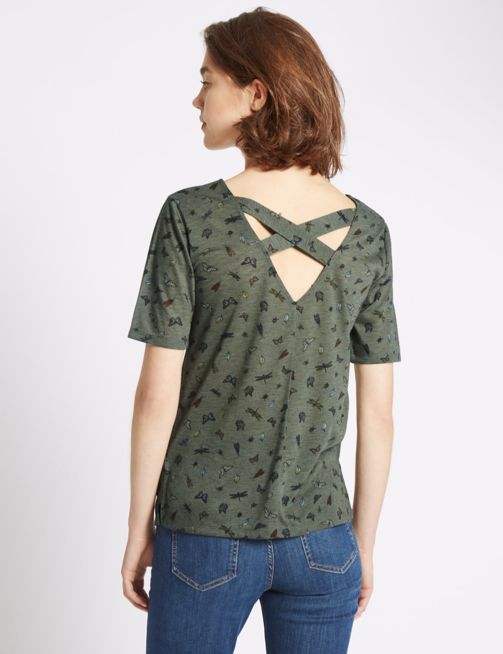 Bug Print 3/4 Sleeve Jersey Top 3 of 3