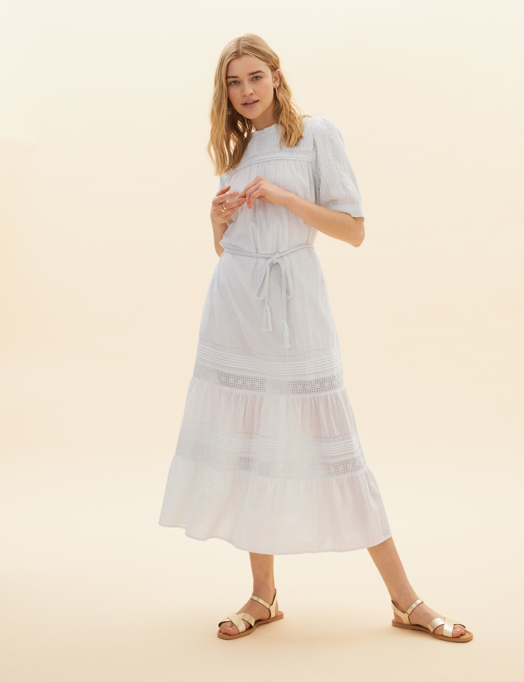 Pure Cotton Embroidered Tiered Dress 4 of 8