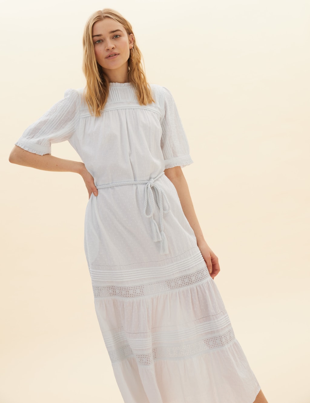Pure Cotton Embroidered Tiered Dress 7 of 8