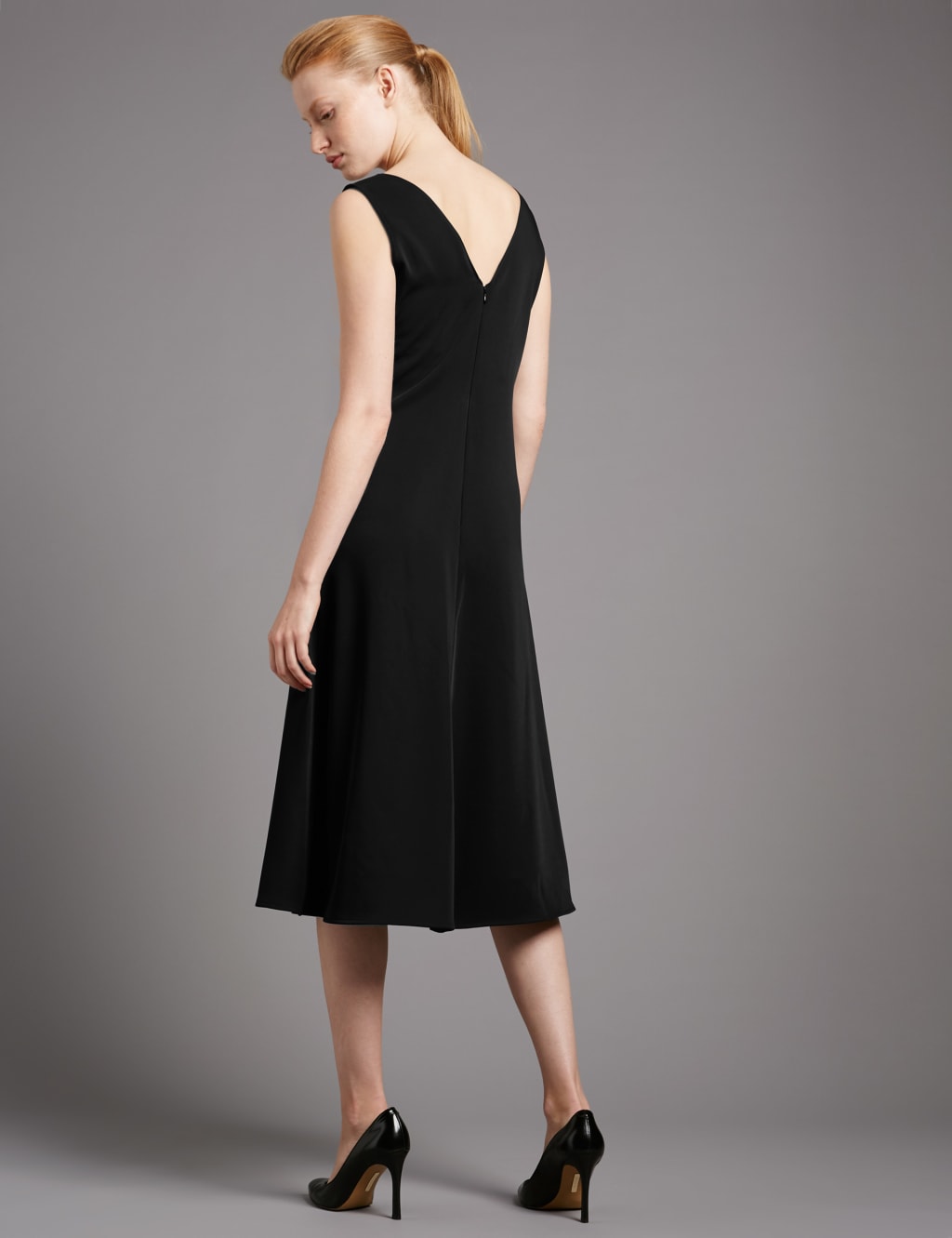 Deep V-Neck Insert Fit & Flare Dress 3 of 4