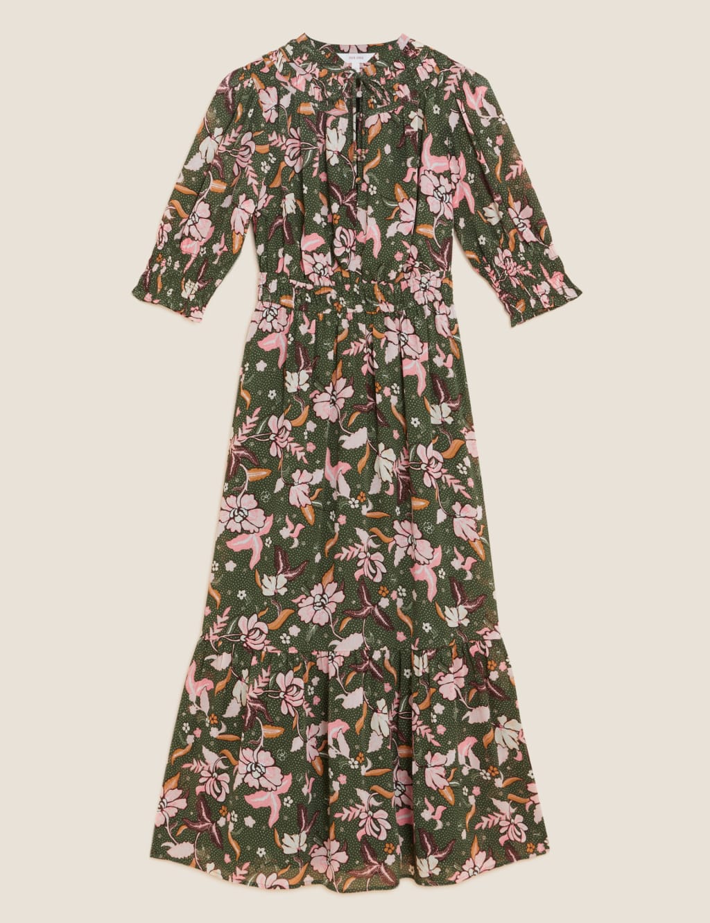 Chiffon Floral Midaxi Waisted Dress 2 of 5