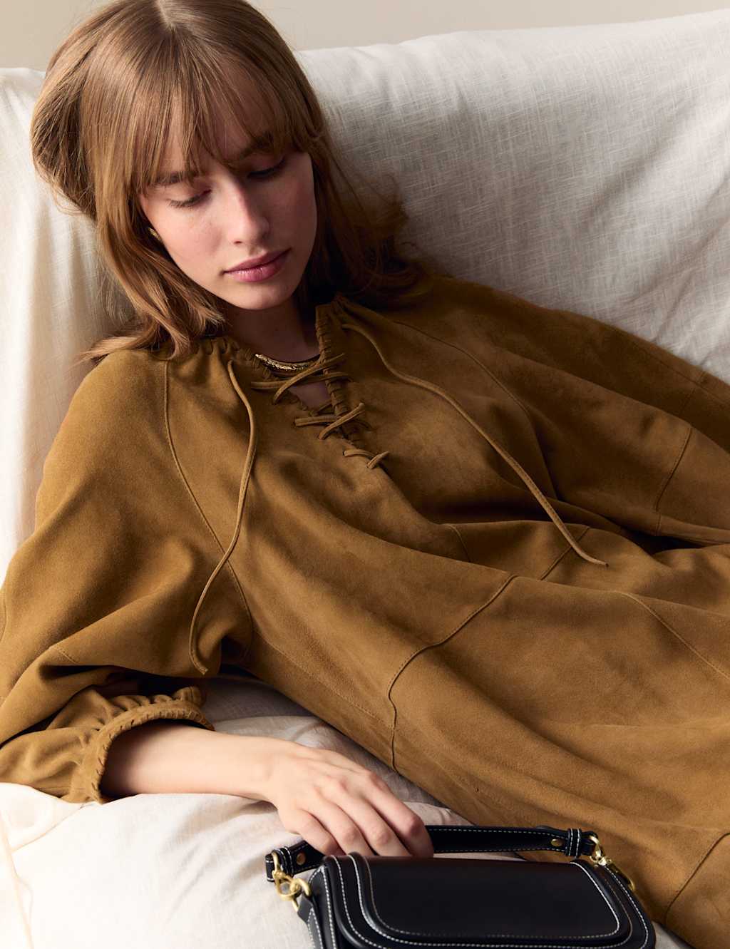 Suede Tie Detail Mini Shift Dress 4 of 5