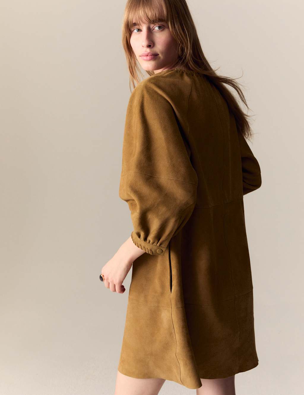 Suede Tie Detail Mini Shift Dress 5 of 5