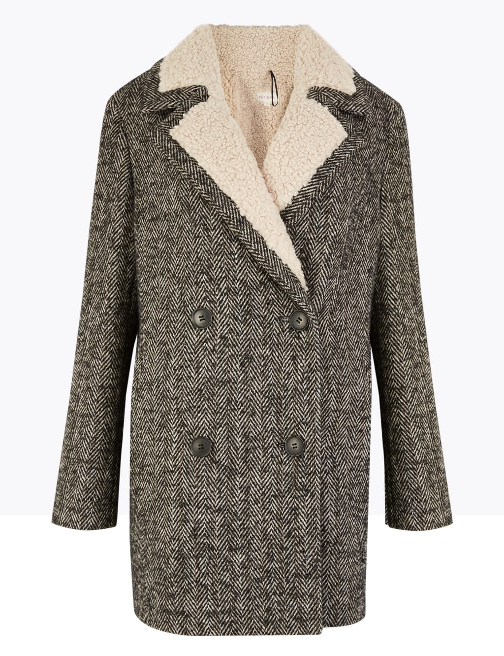 Herringbone Boucle Double Breasted Coat Per Una M S