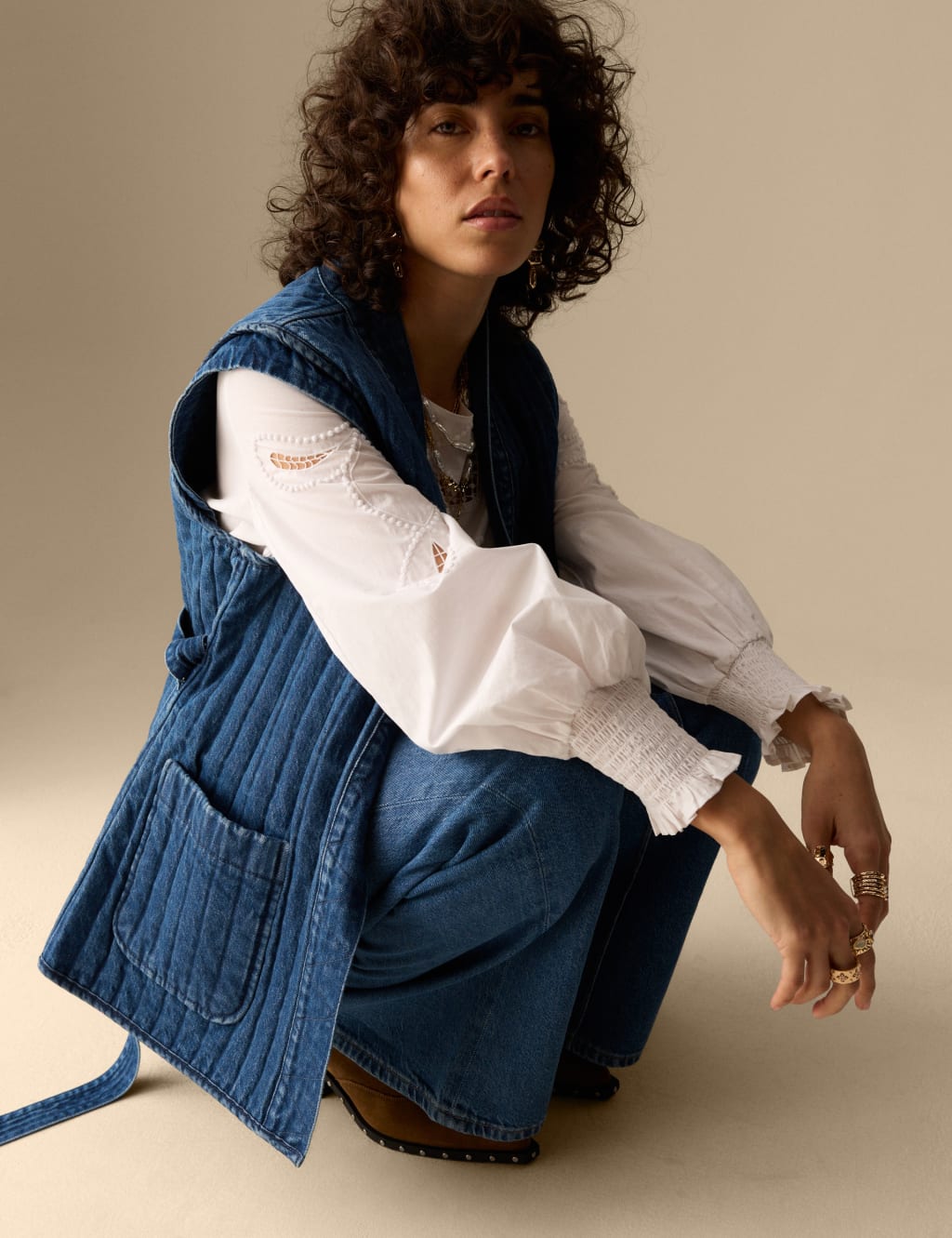 Denim Quilted Gilet 3 of 5
