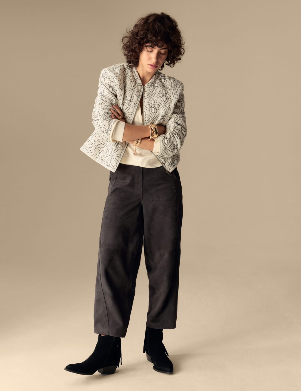 Pure Cotton Embroidered Quilted Jacket 3 of 6