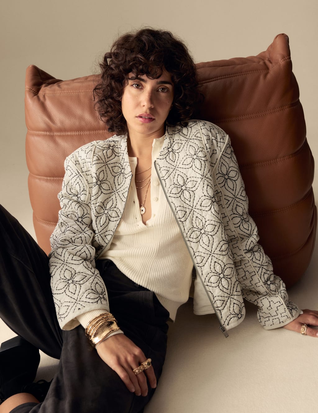 Pure Cotton Embroidered Quilted Jacket 4 of 6
