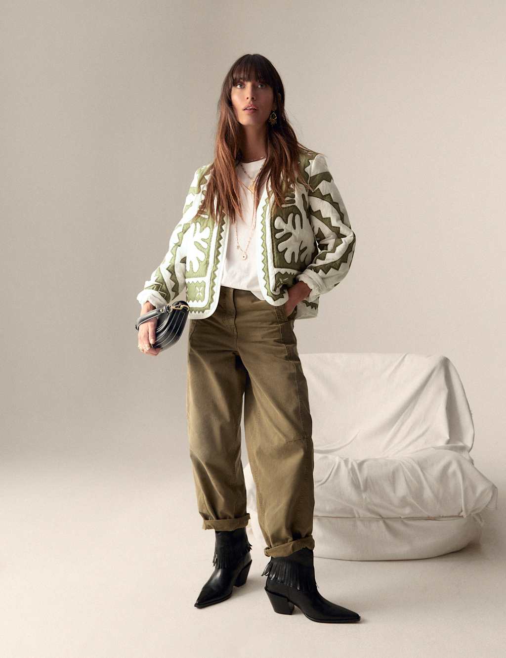 Pure Cotton Applique V-Neck Bomber Jacket 4 of 6