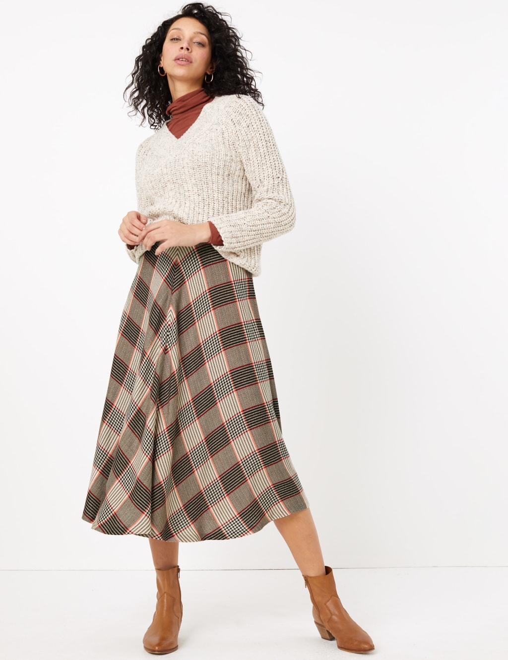 Checked Midi Skater Skirt 1 of 4