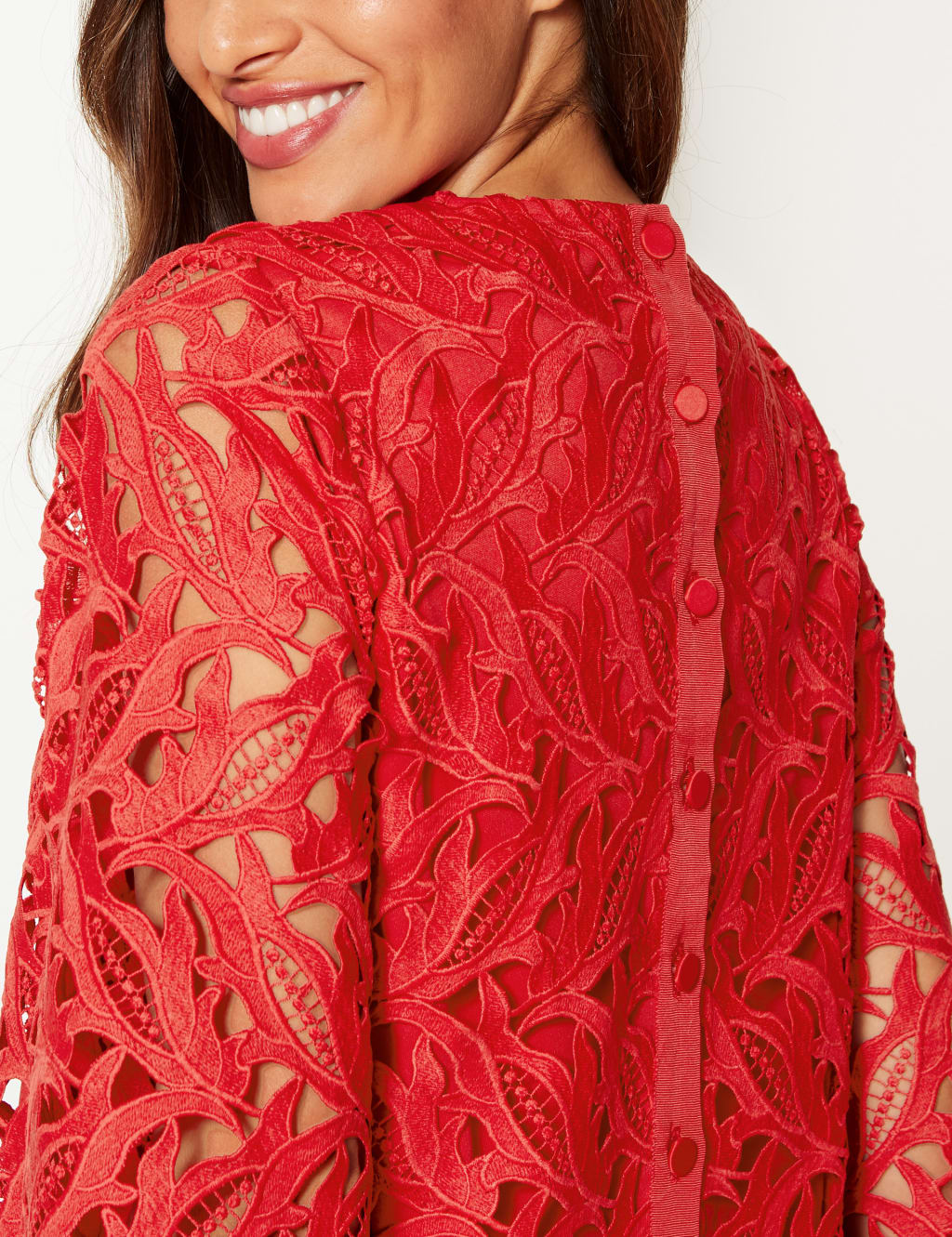 Lace Round Neck 3/4 Sleeve Blouse 3 of 4