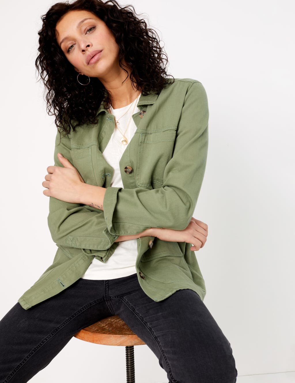 Cotton Rich Tie Waisted Utility Jacket 1 of 4