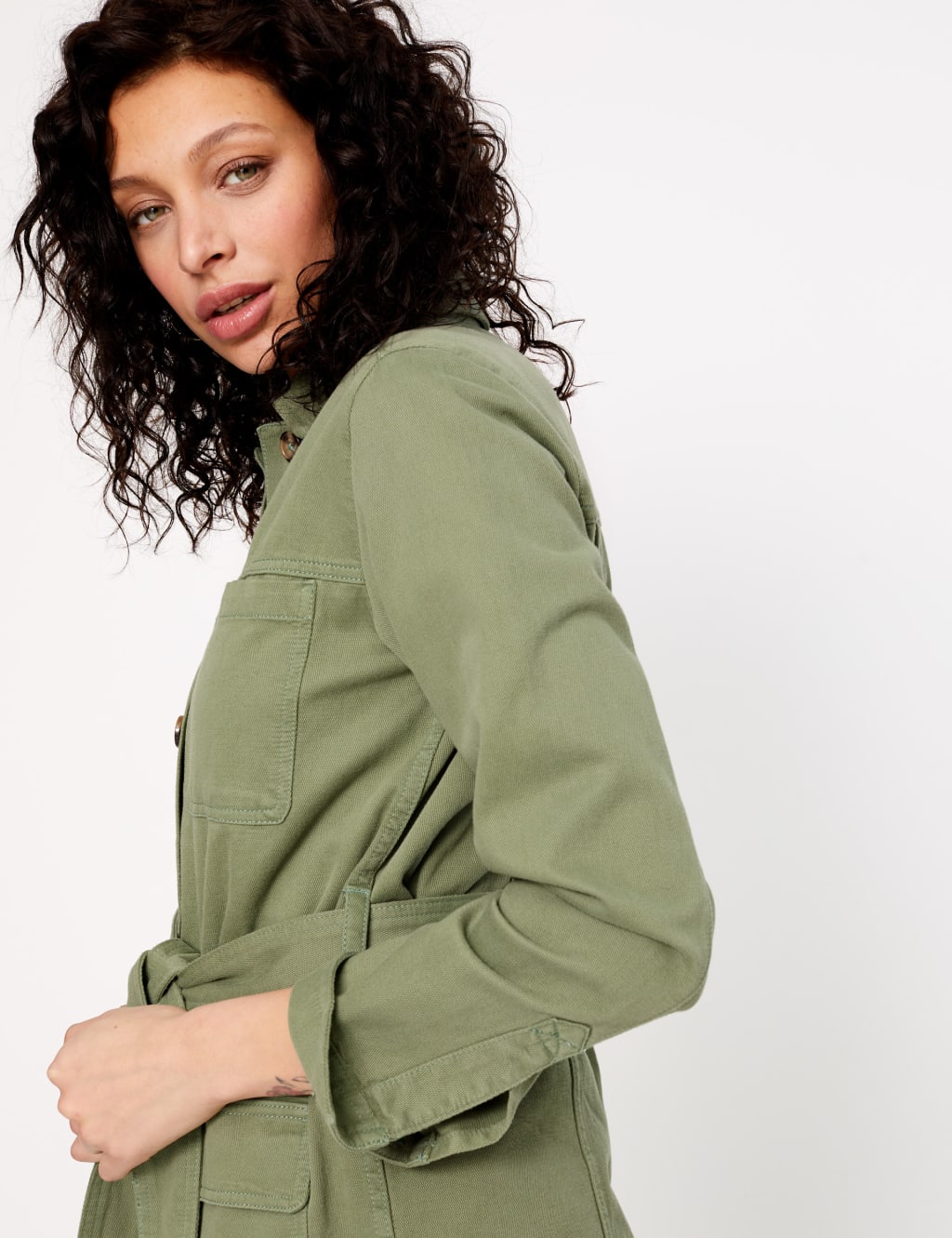 Cotton Rich Tie Waisted Utility Jacket 3 of 4