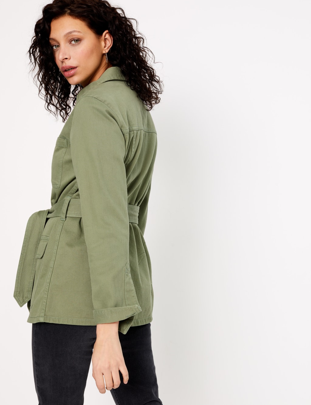 Cotton Rich Tie Waisted Utility Jacket 4 of 4