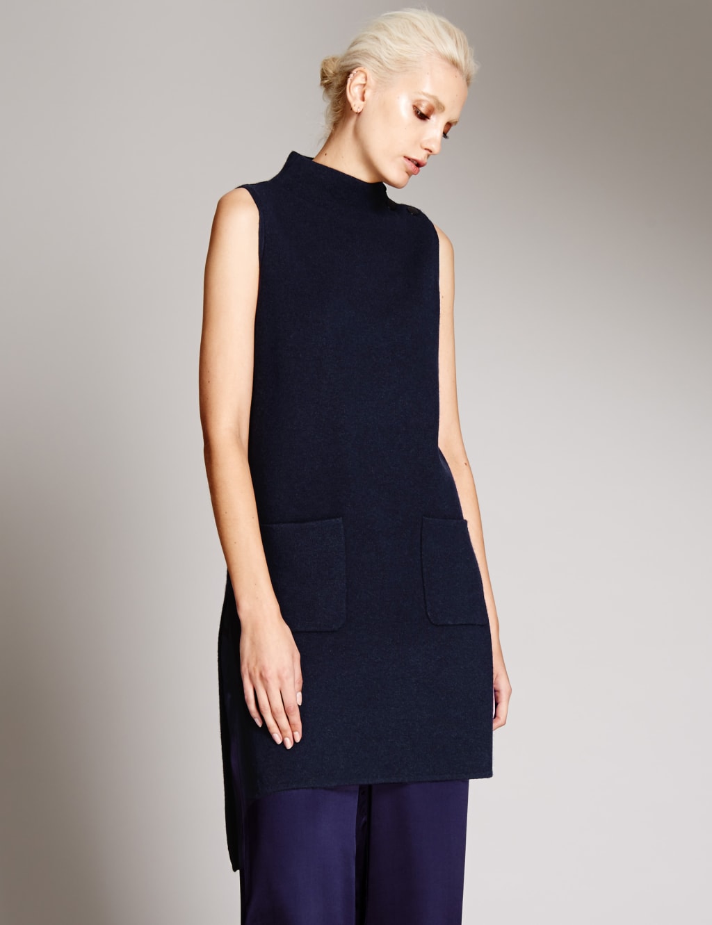 Funnel Neck Knitted Tunic with Wool 1 of 3