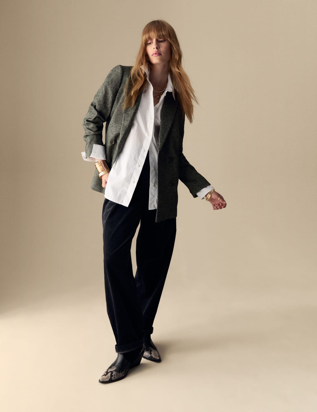 Double Breasted Blazer with Wool Per Una M S