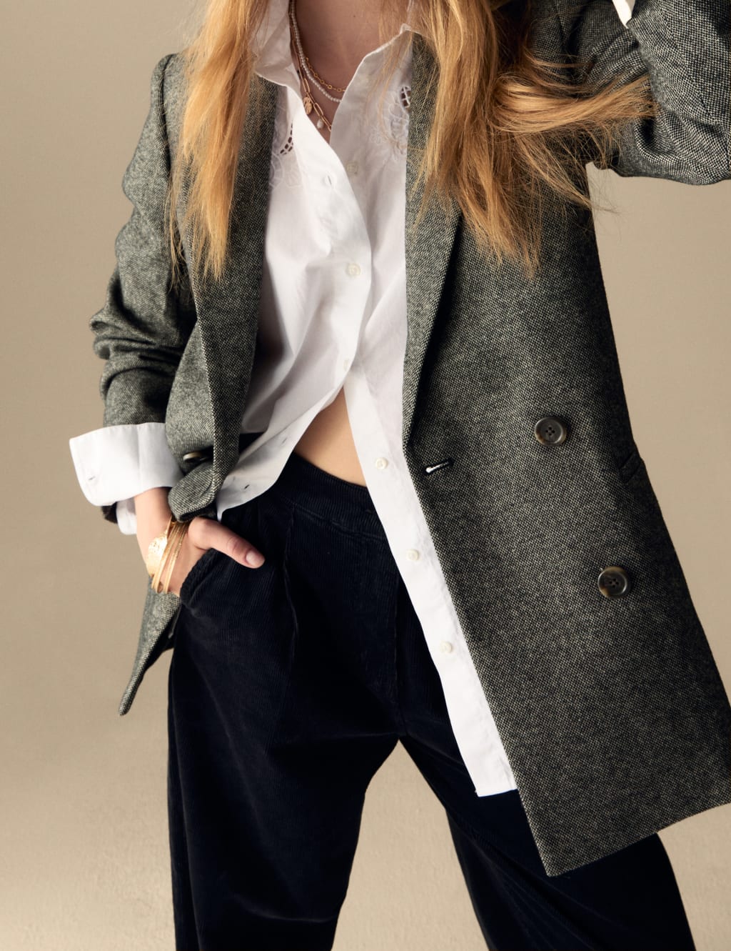Double Breasted Blazer with Wool