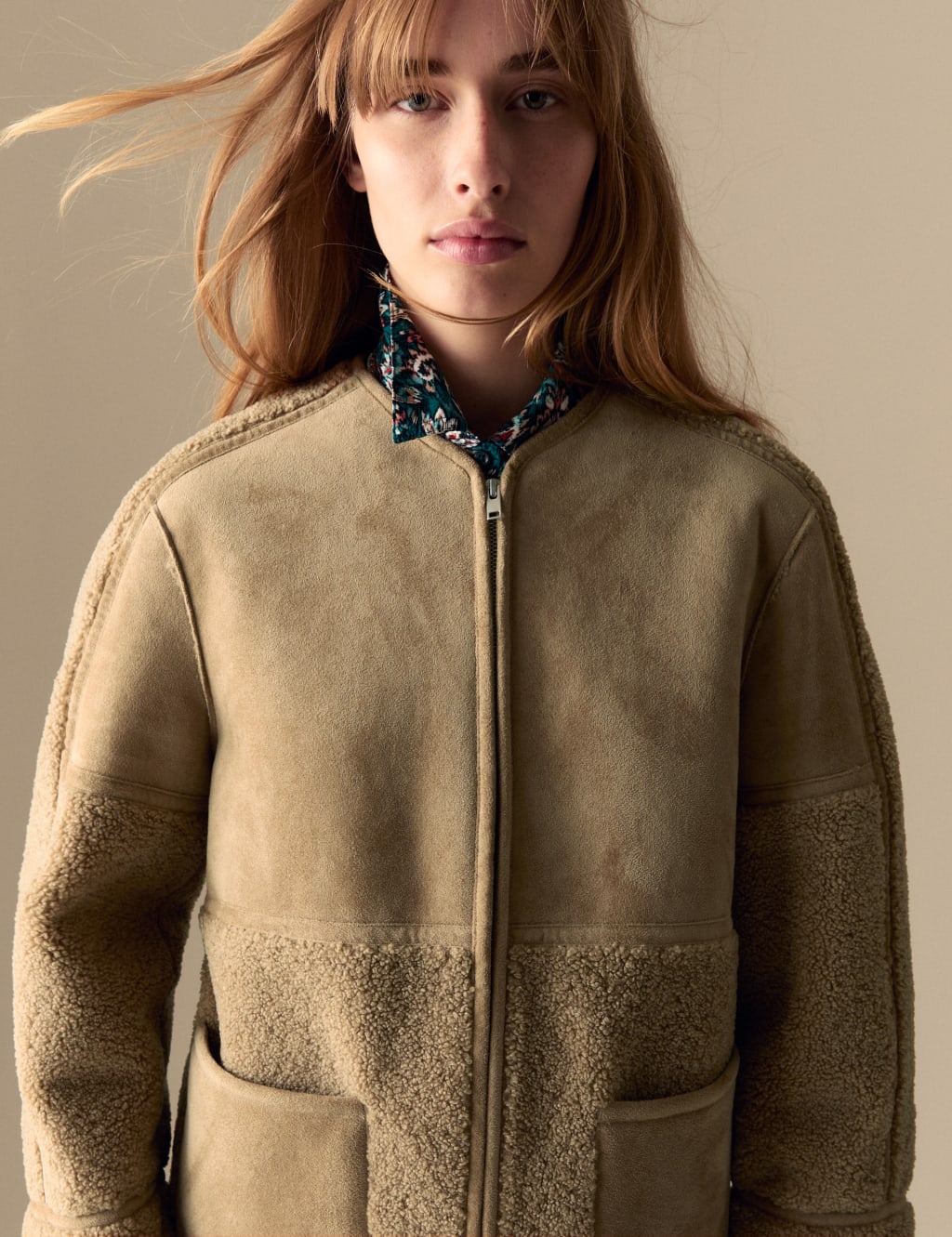Caslon faux shearling jacket top