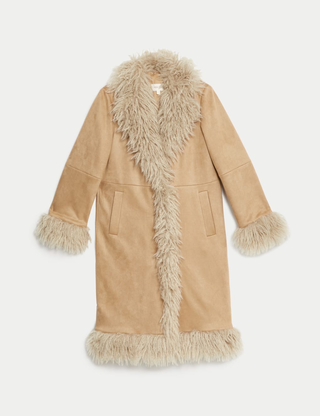 Rust faux fur longline coat store