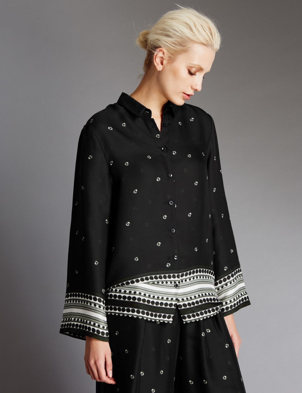 Scarf Print Long Sleeve Blouse 1 of 3