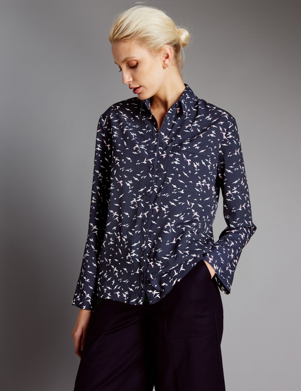 Bird Print Blouse 1 of 3