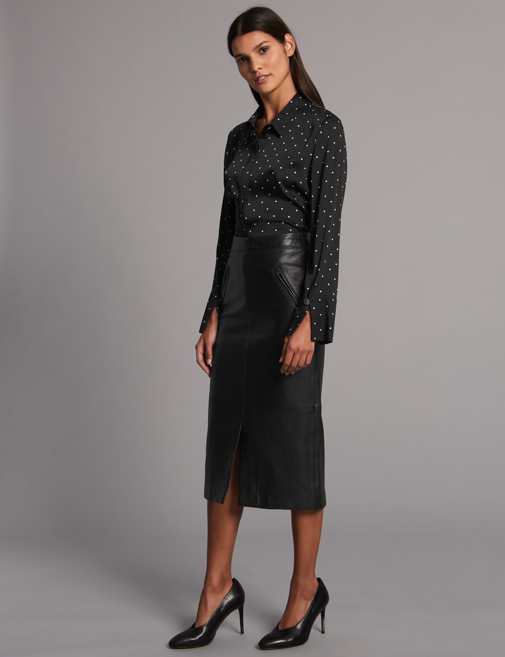 Leather Pencil Midi Skirt Autograph M S